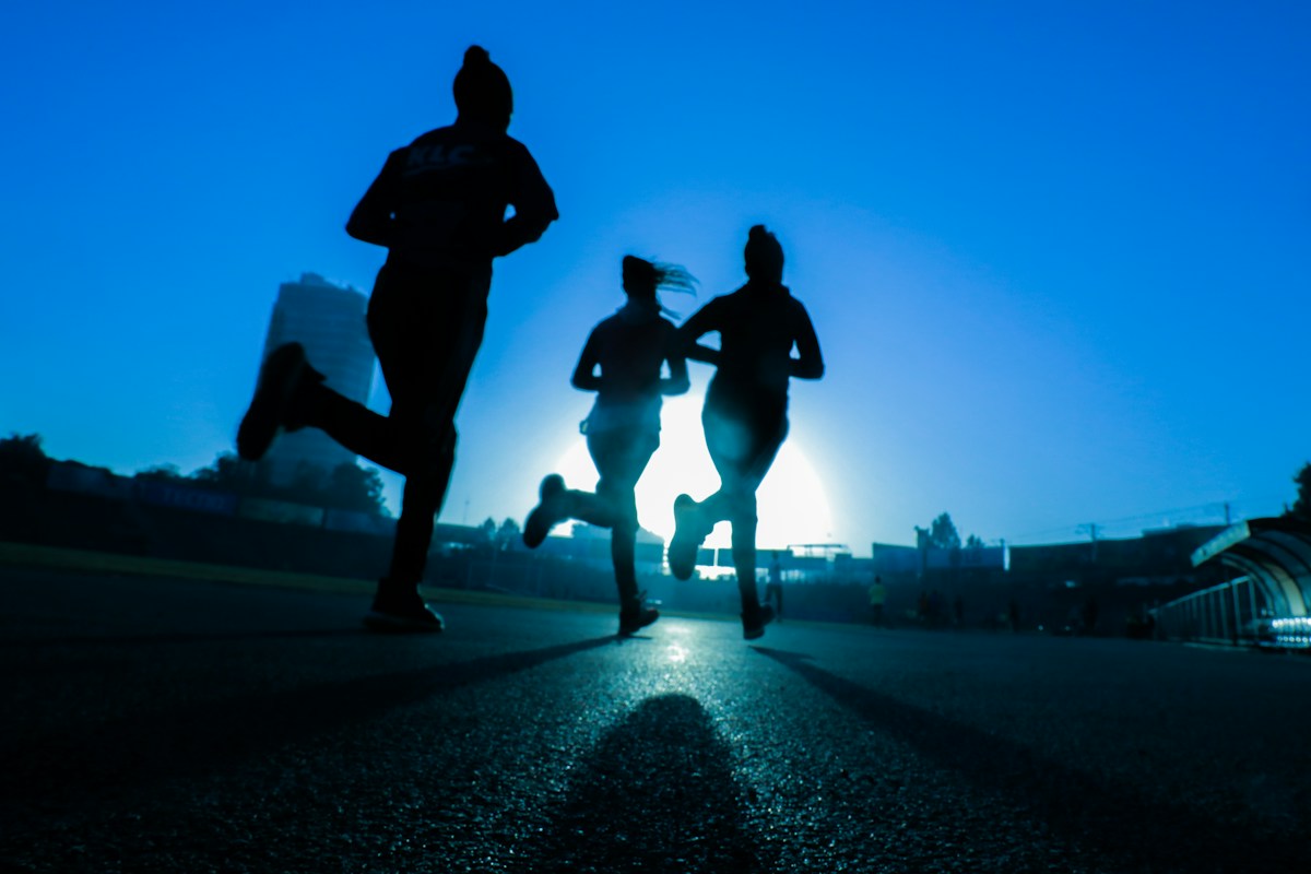 Runners taking part in a local road race